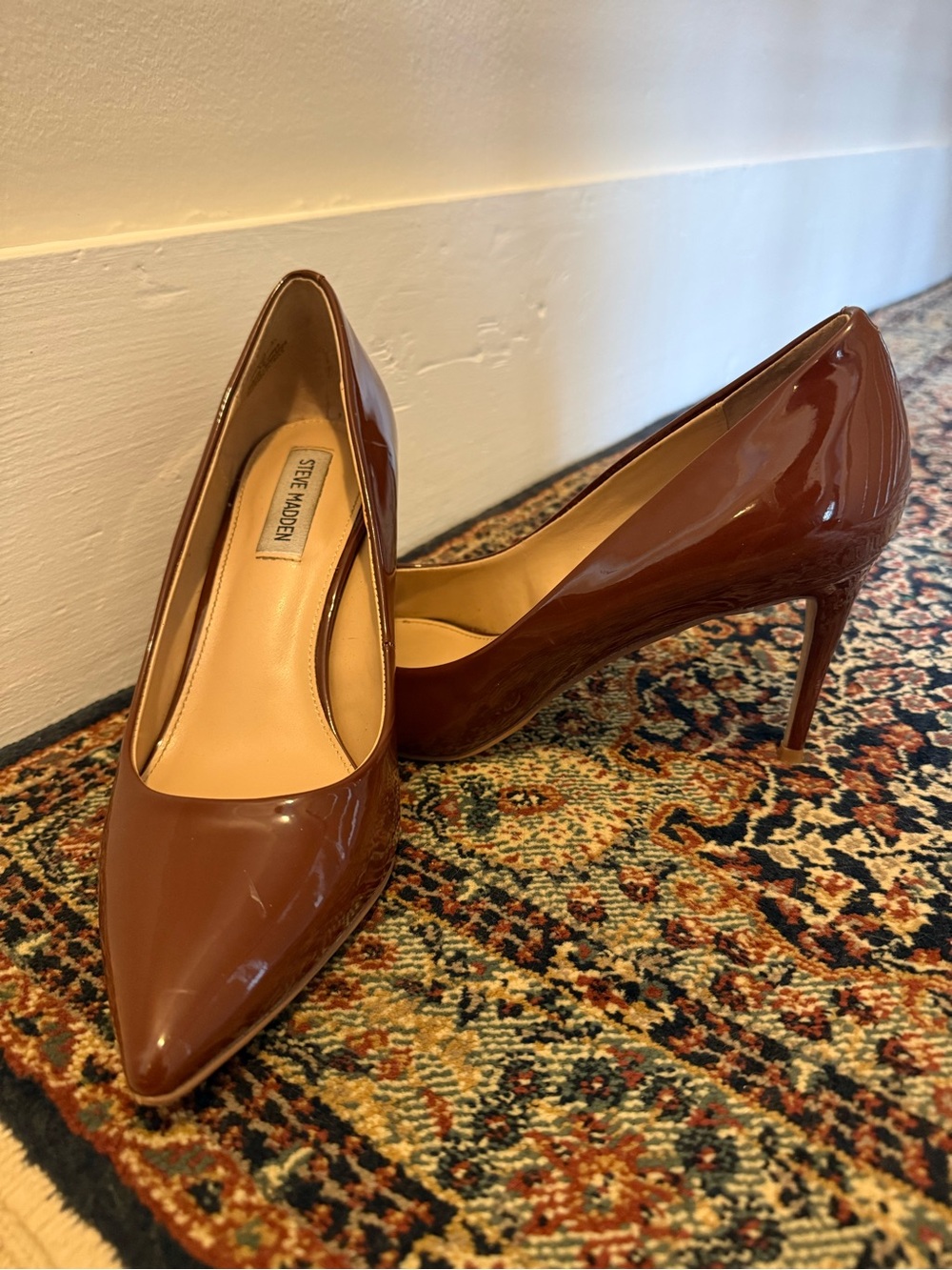 Steve Madden Glossy Chestnut Pointed-Toe Pumps